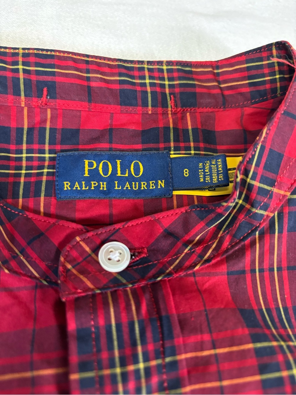 Polo Ralph Lauren Women’s 8 Tartan Plaid Puff Sleeve Button Shirt Red Cotton - Picture 4 of 8